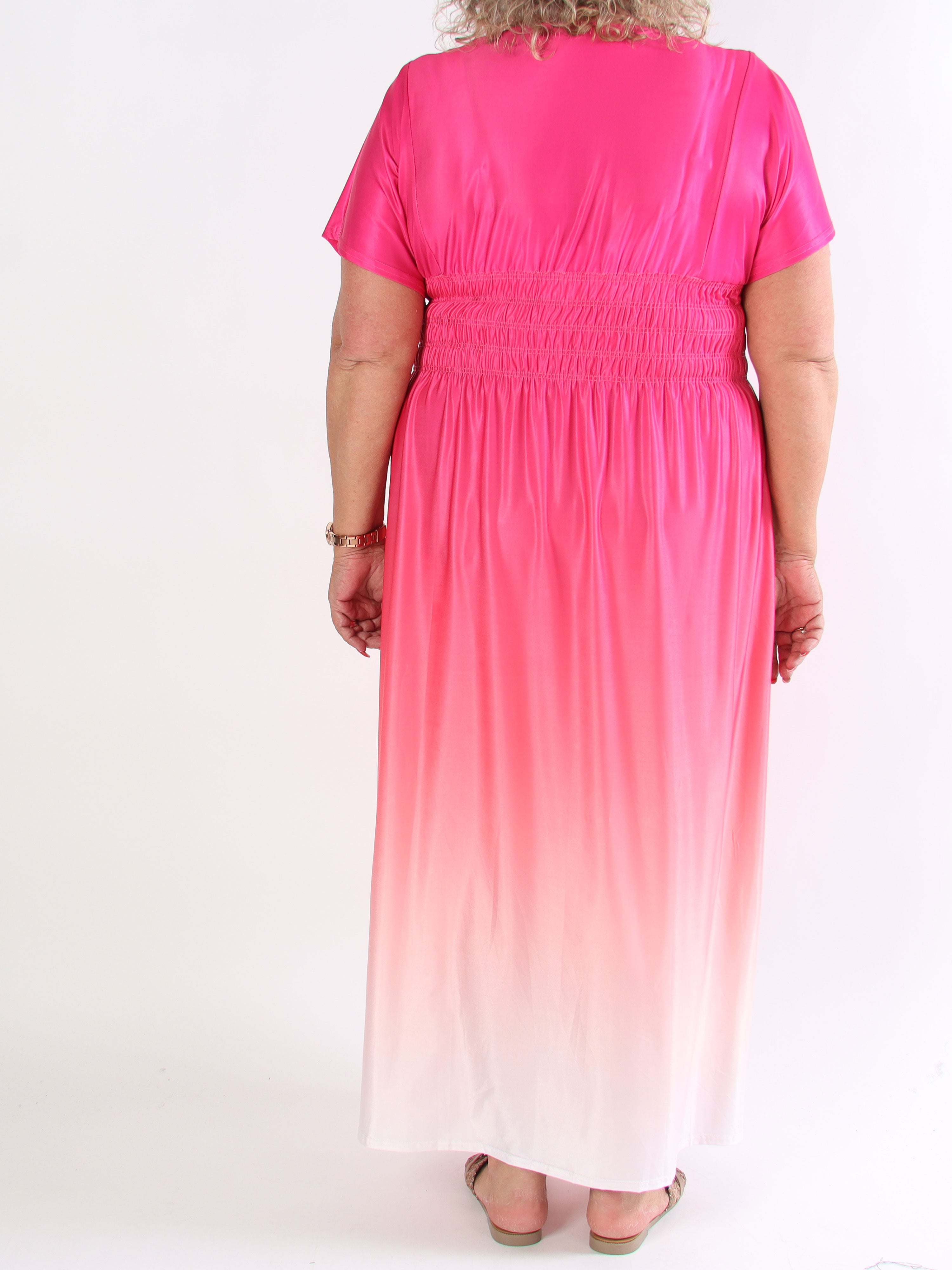 Pams Fade - Lang flerfarvet elastisk plus size kjole